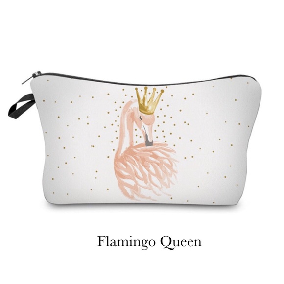 Flamingo Cosmetics Bag Toiletry Organizer Clutch - Picture 7 of 8